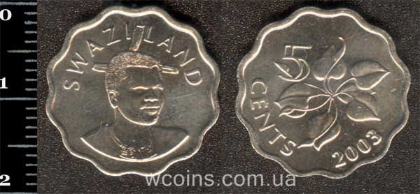 Монета Свазіленд 5 центів 2003
