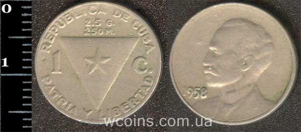 Монета Куба 1 сентаво 1958