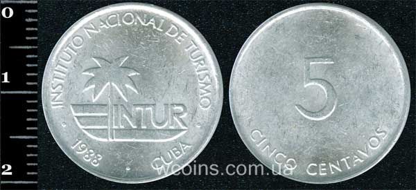 Монета Куба 5 сентаво 1988