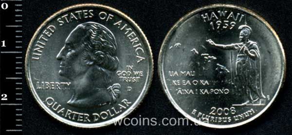 Монета США 25 центів 2008 Гаваї