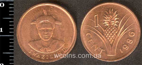 Монета Свазіленд 1 цент 1986