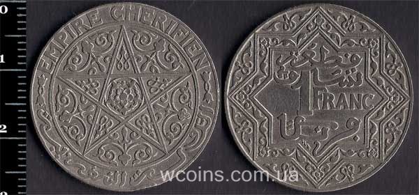 Монета Марокко 1 франк 1924