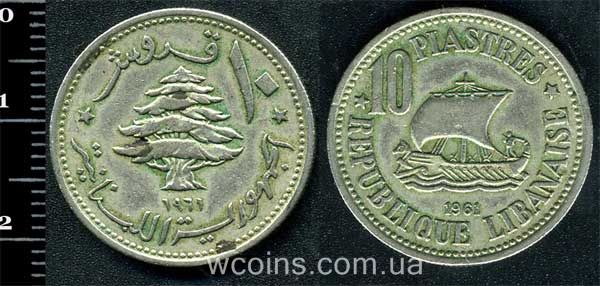 Coin Lebanon 10 piastres 1961