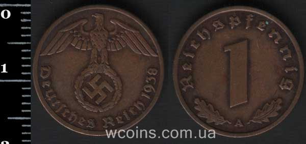 Монета Німеччина 1 рейхспфеніг 1938