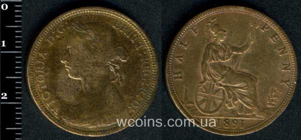 Монета Великобританія 1/2 пенні 1891