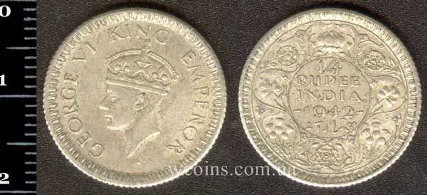 Монета Індія 1/4 рупії 1942