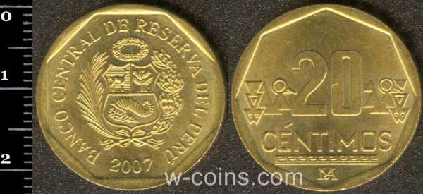 Монета Перу 20 сентимо 2007