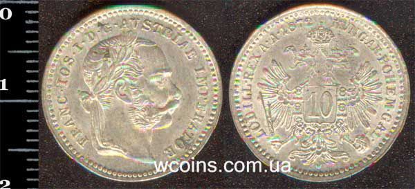 Монета Австрія 10 крейцерів 1872