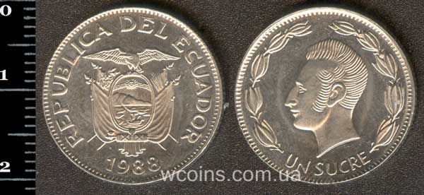 Монета Еквадор 1 сукре 1988