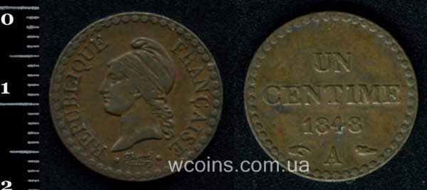 Монета Франція 1 сантим 1848