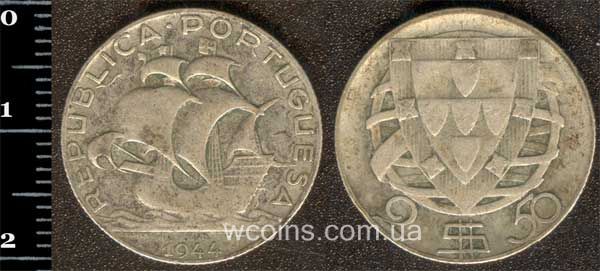 Монета Портуґалія 2,5 ескудо 1944