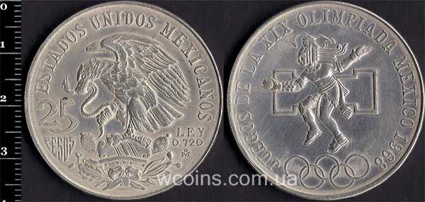 Монета Мексика 25 песо 1968