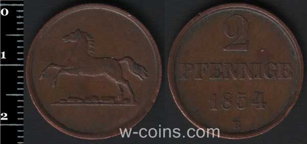 Монета Брауншвейг-Вольфенбюттель 2 пфеніга 1854
