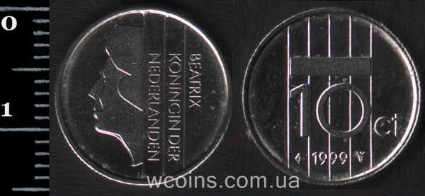 Монета Нідерланди 10 центів 1999