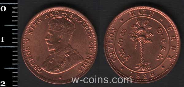 Монета Шрі-Ланка 1/2 цента 1926