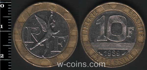 Coin France 10 francs 1989