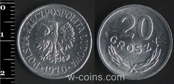 Монета Польща 20 грошей 1970