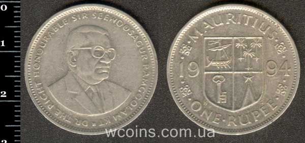 Монета Маврикій 1 рупія 1994