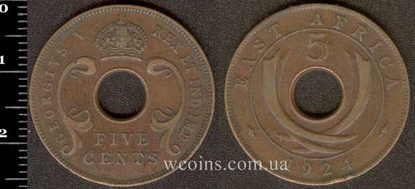 Монета Британска Східна Африка 5 центів 1924