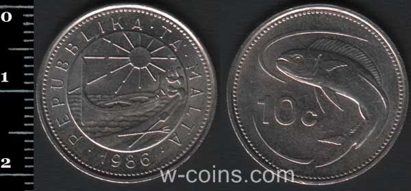 Монета Мальта 10 центів 1986