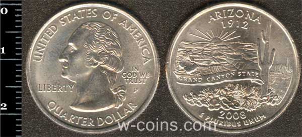 Монета США 25 центів 2008 Арізона