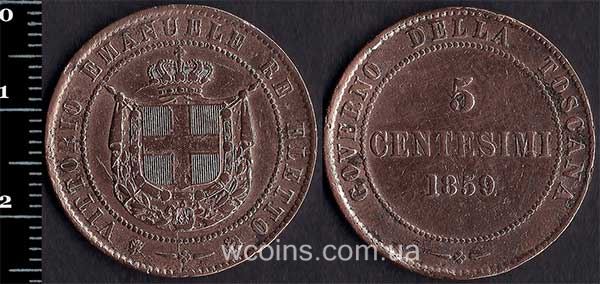Монета Італія 5 чентезимо 1859