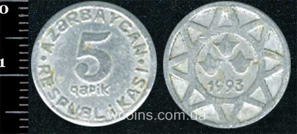 Монета Азербайджан 5 капіків 1993