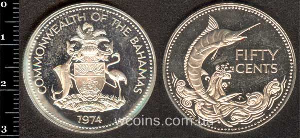 Монета Багамські острови 50 центів 1974