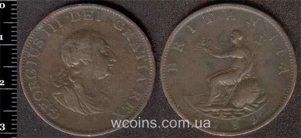 Монета Великобританія 1/2 пенні 1799