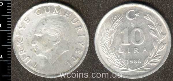 Coin Turkey 10 lira 1988
