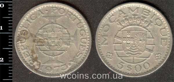 Монета Мозамбік 5 ескудо 1973