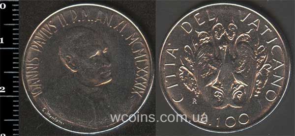 Монета Ватикан 100 лір 1989