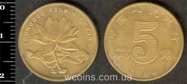 Монета Китай 5 джао 2004