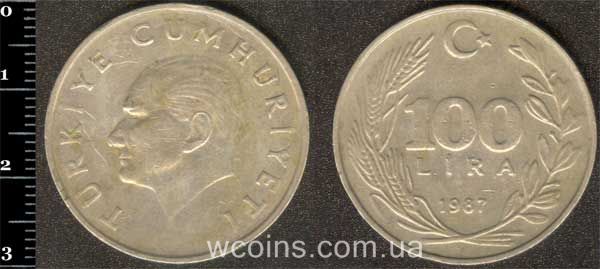 Coin Turkey 100 lira 1987
