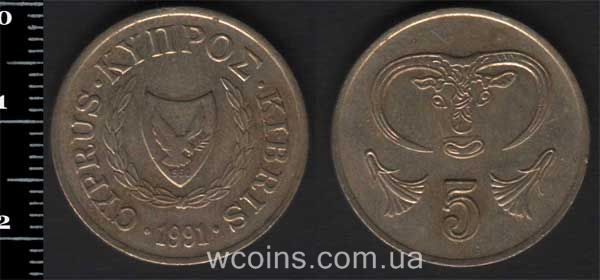 Coin Cyprus 5 cents 1991