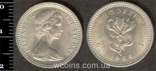 Монета Зімбабве 6 пенсів 1964