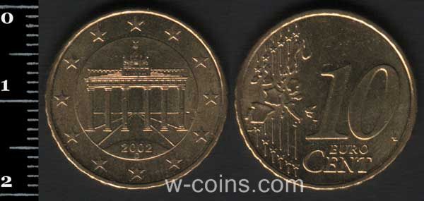 Монета Німеччина 10 євроцентів 2002