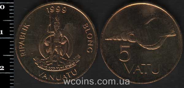 Монета Вануату 5 вату 1999