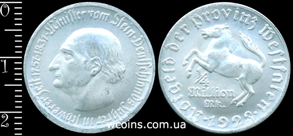 Монета Німеччина - нотгельди 1914 - 1924 1/4 мильйона марок (250 000) 1923