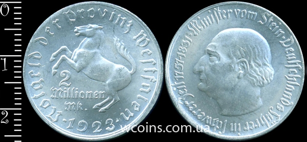 Монета Німеччина - нотгельди 1914 - 1924 2 миллиона марок 1923
