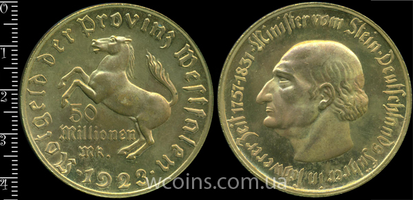 Coin Germany - notgelds 1914 - 1924 50 million marks 1923