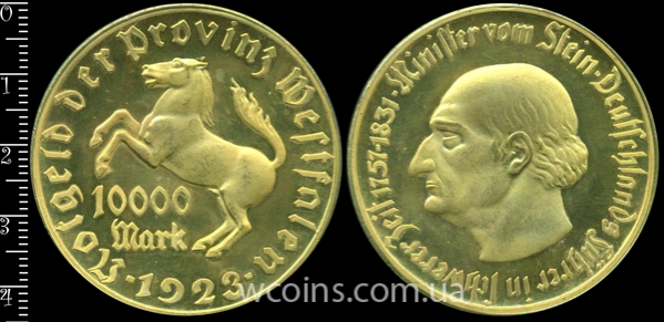 Монета Німеччина - нотгельди 1914 - 1924 10 000 марок 1923